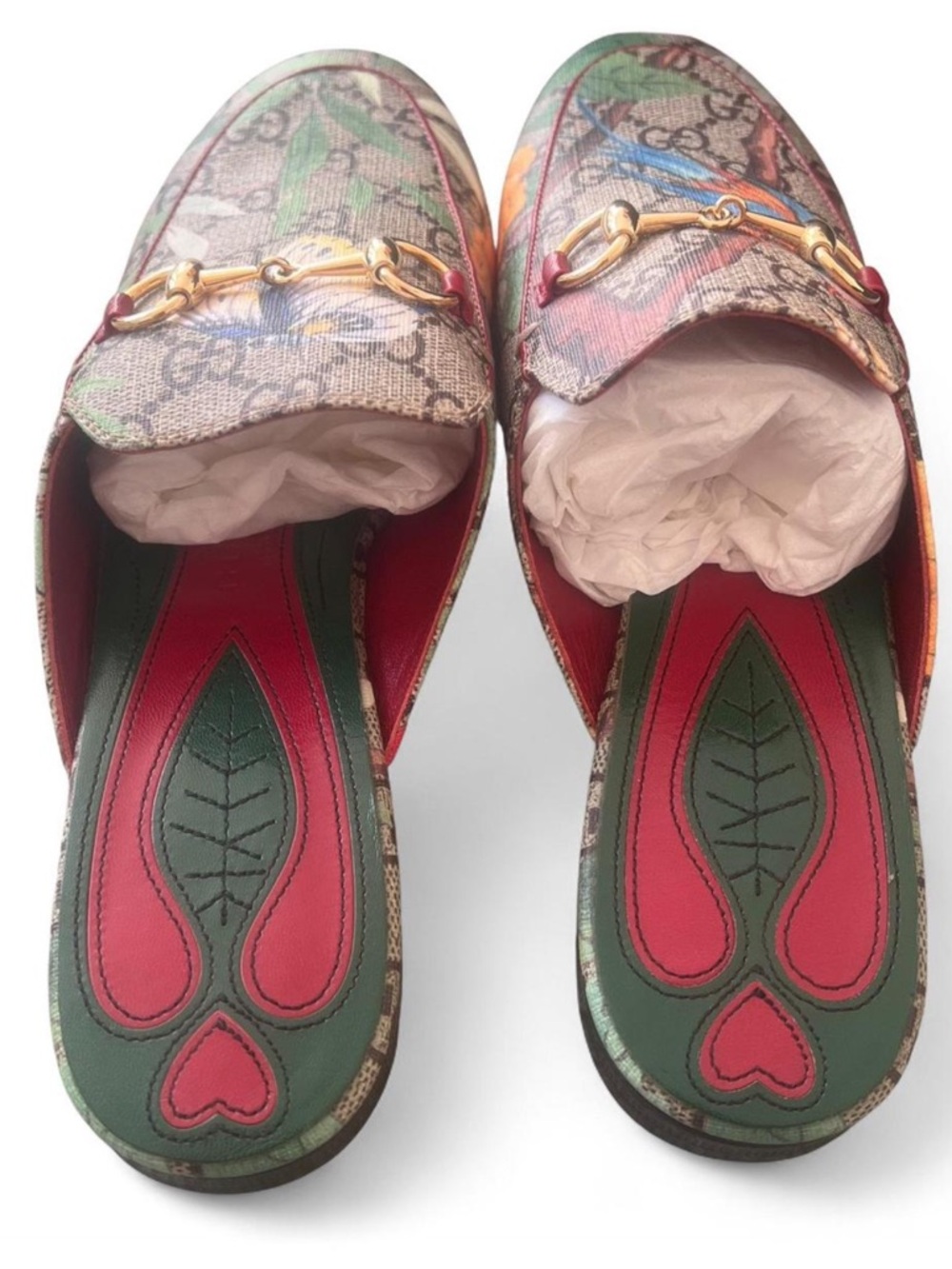 Gucci GG Supreme Canvas Bird & Floral Horsebit Loafer Mules - Picture 7 of 7